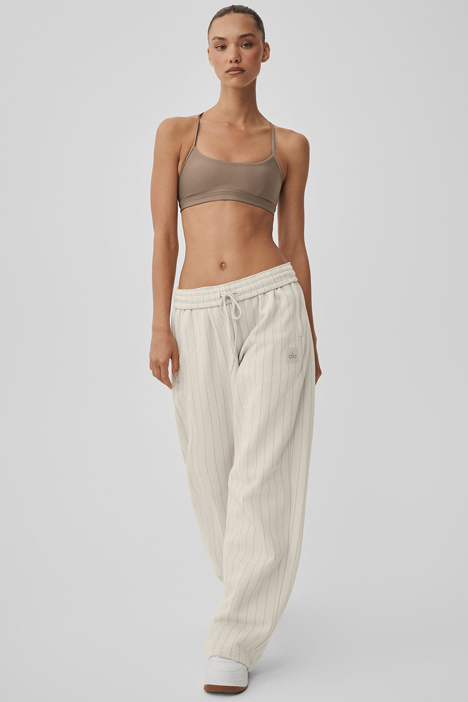 Pinstripe Straight Leg Sweatpant - Bone Pinstripe