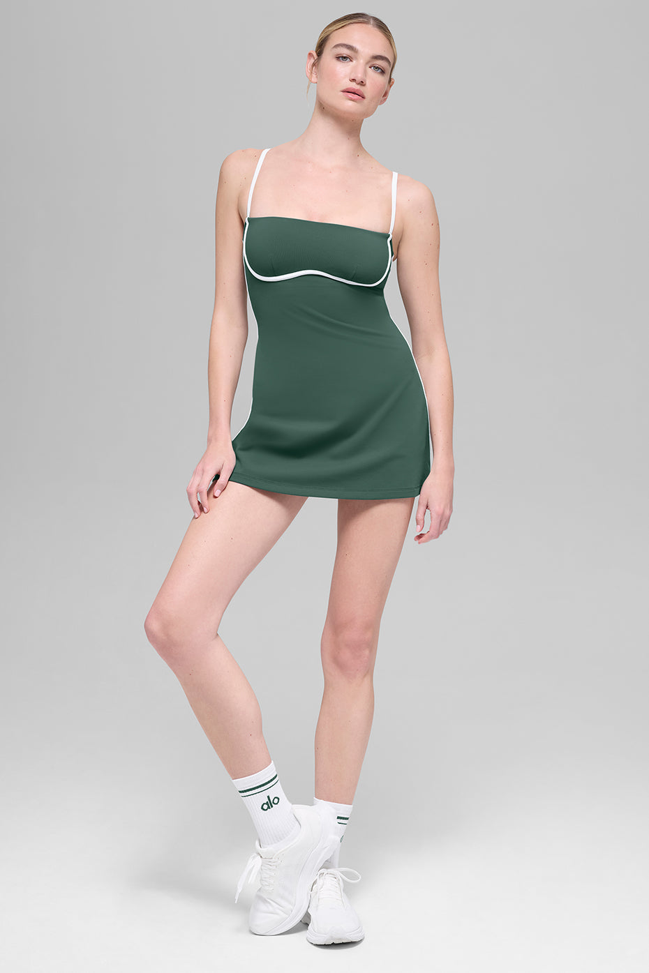 Airbrush Streamlined Dress - Clover Green/White