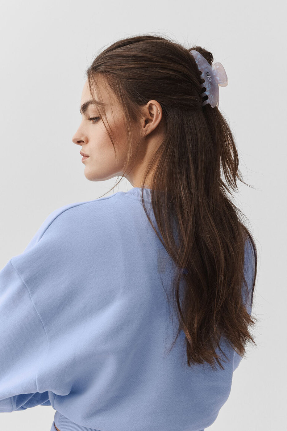 90's Claw Clip - Light Provence Blue Marble
