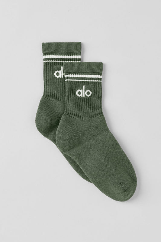 Unisex Half-Crew Throwback Sock - Bamboo Green/White