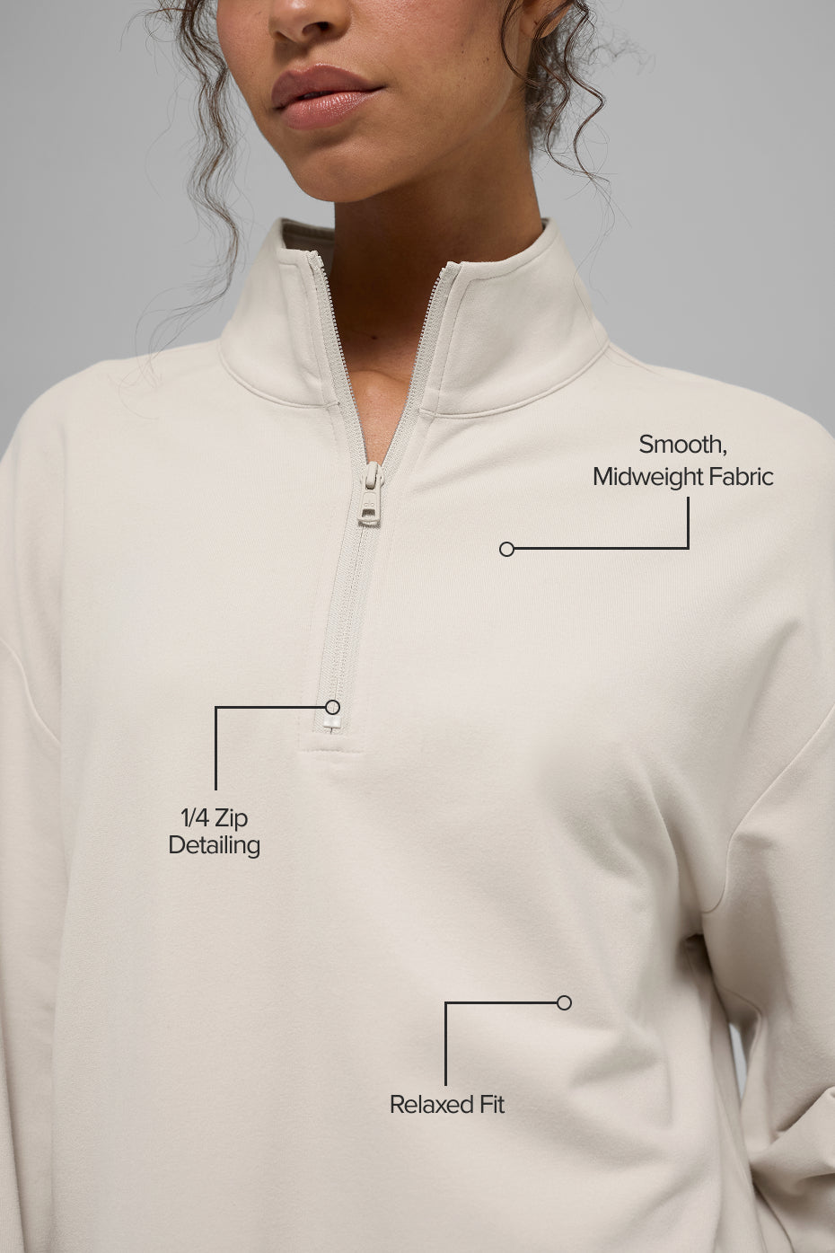 Double Take Long Sleeve 1/4 Zip - Bone