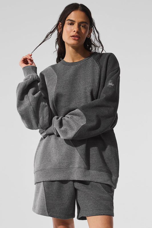 Make Waves Crew Neck Pullover - Dark Heather Grey Tonal