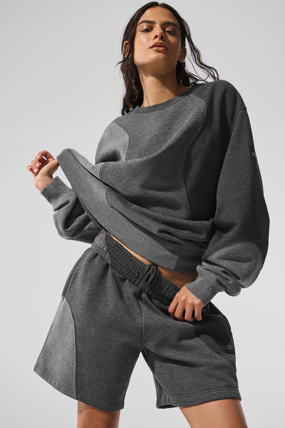 Make Waves Crew Neck Pullover - Dark Heather Grey Tonal