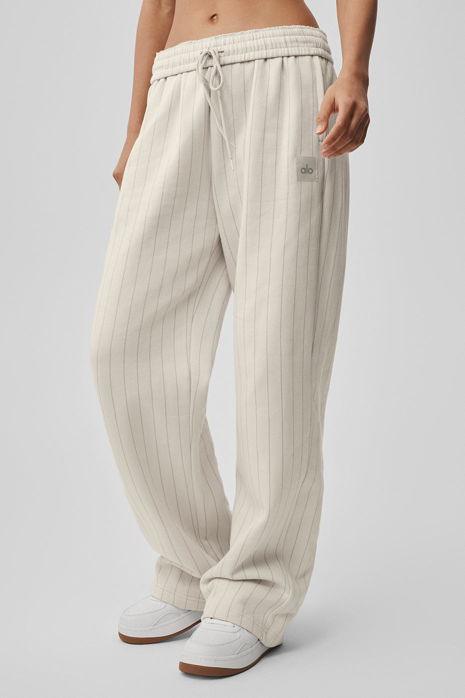 Pinstripe Straight Leg Sweatpant - Bone Pinstripe