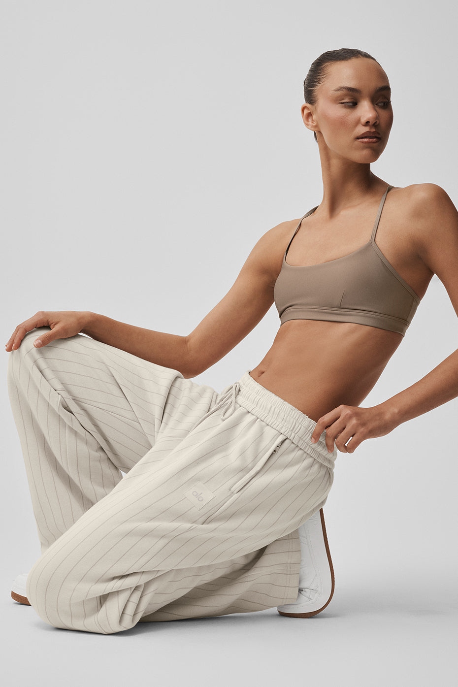 Pinstripe Straight Leg Sweatpant - Bone Pinstripe
