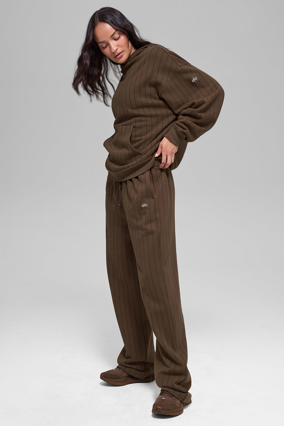 Pinstripe Straight Leg Sweatpant - Espresso Pinstripe