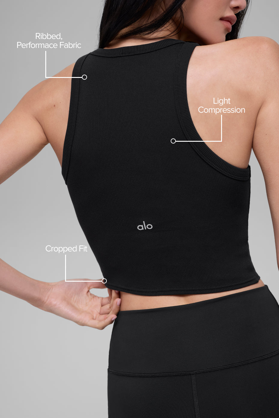 Goddess Ribbed Go-To Tank - Black