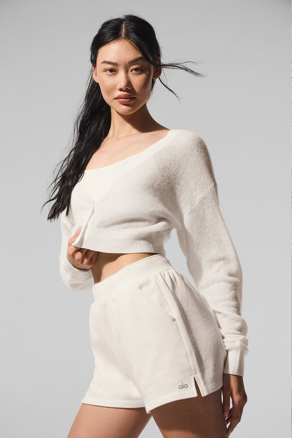 Sheer Cashmere Cropped Cardigan - Ivory