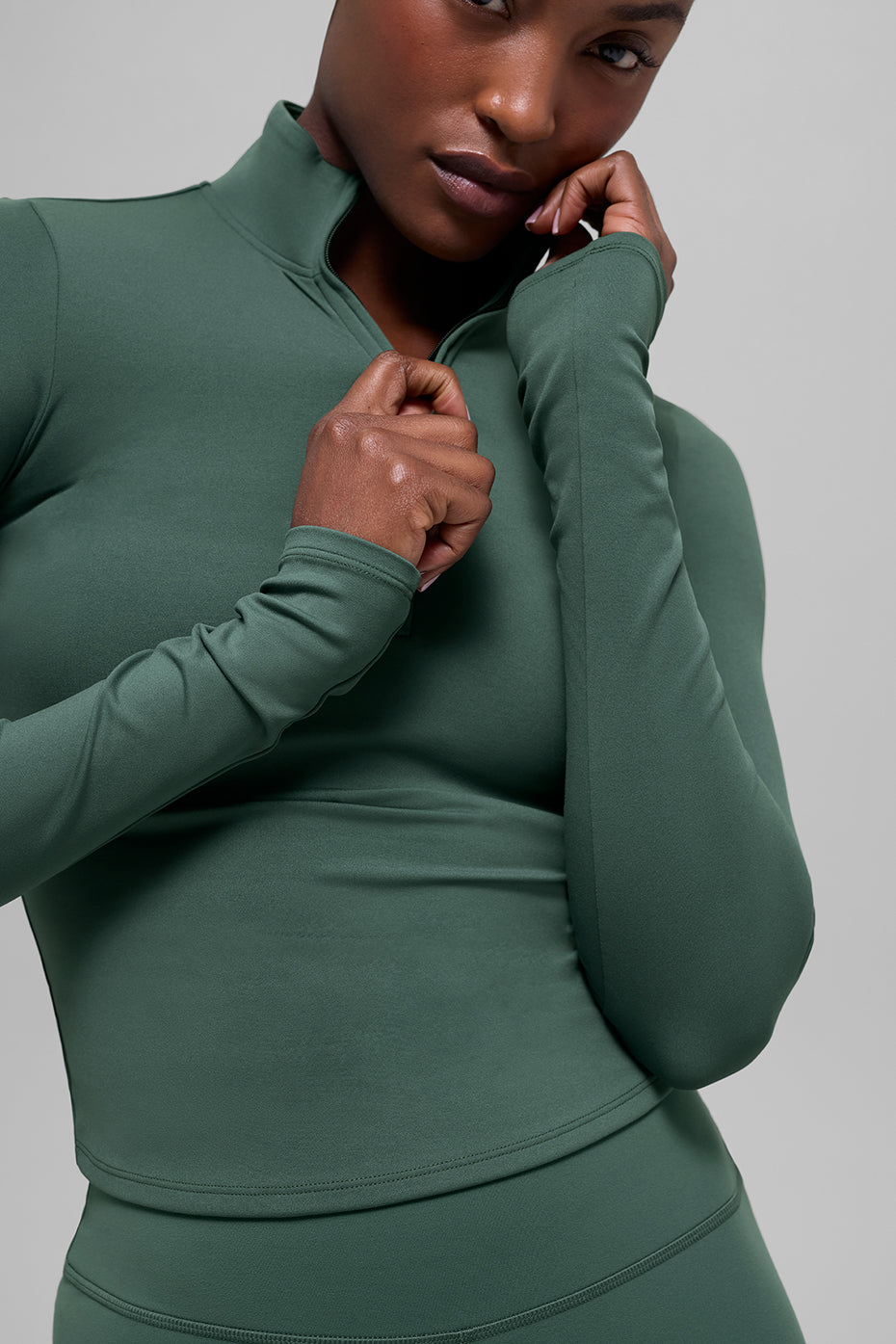 ALO Softsculpt Precision 1/4 Zip Long Sleeve - Clover Green