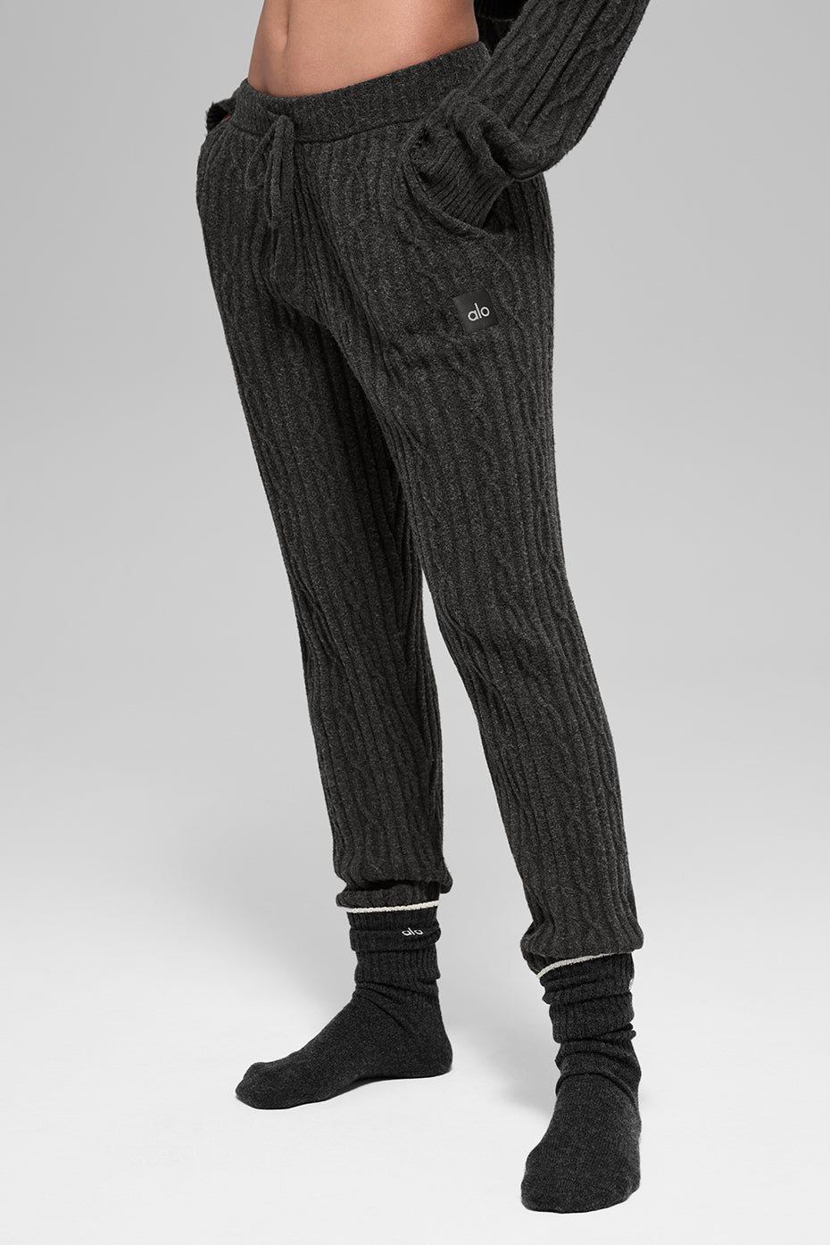 Cable Knit Winter Bliss Pant - Dark Heather Grey