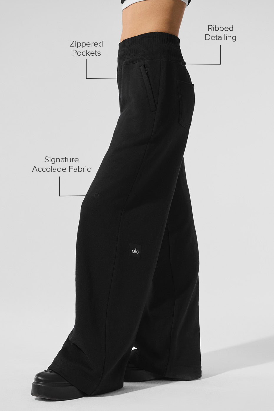 Serenity Wide Leg Sweatpant - Black