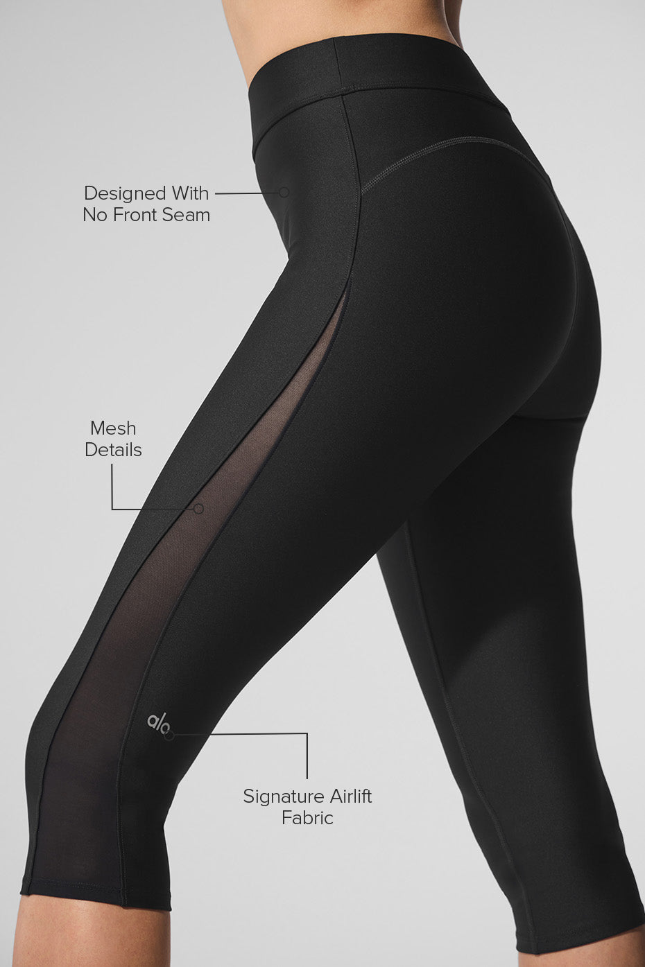 Airlift Mesh High-Waist Just Right Capri - Black