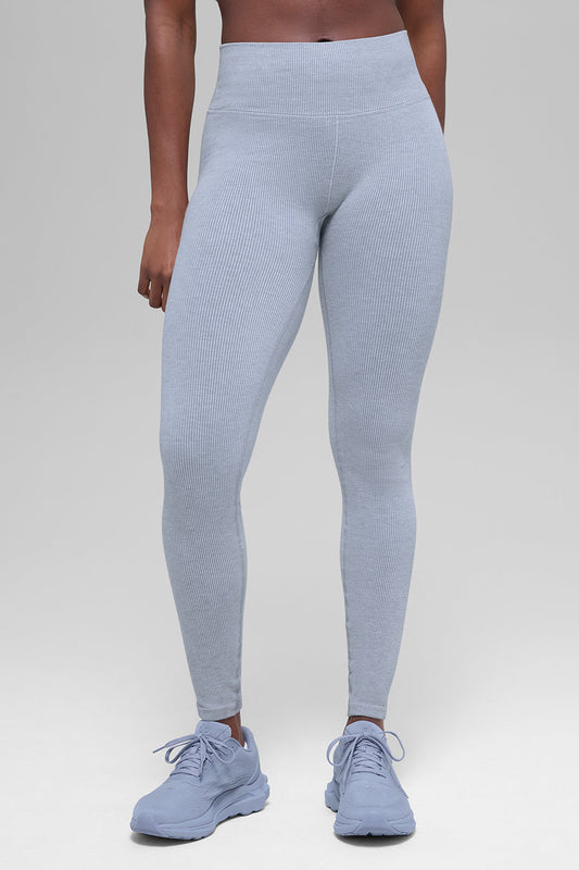 Seamless High-Waist Two Tone Rib Legging - Winter Frost Heather