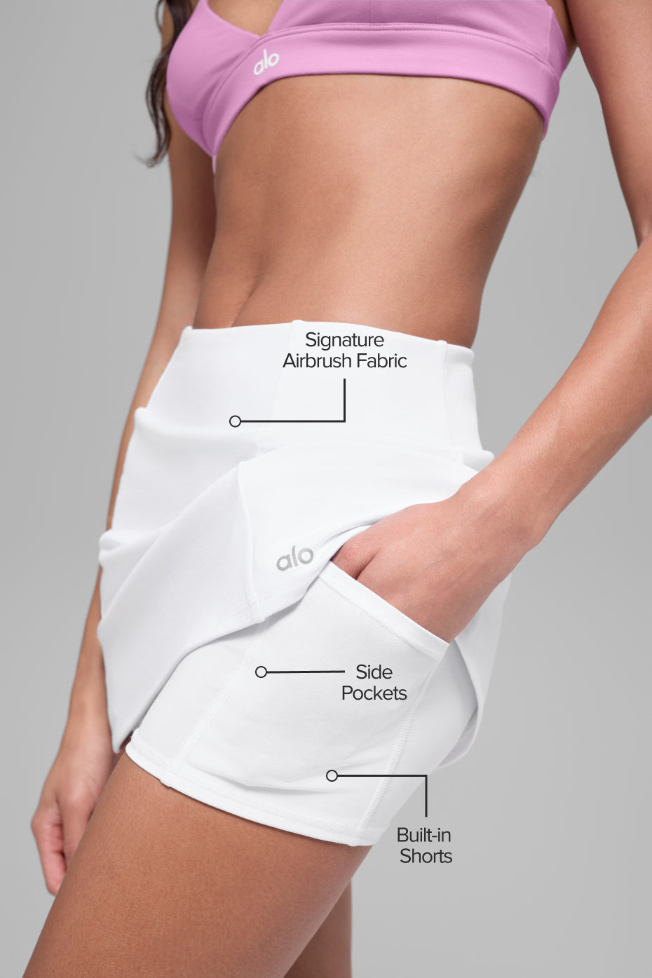 Airbrush High-Waist Good Form Tennis Skirt - White